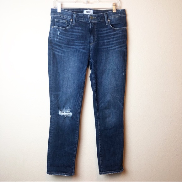 PAIGE Denim - Paige Brigitte Dark Wash Distressed Jeans I492
